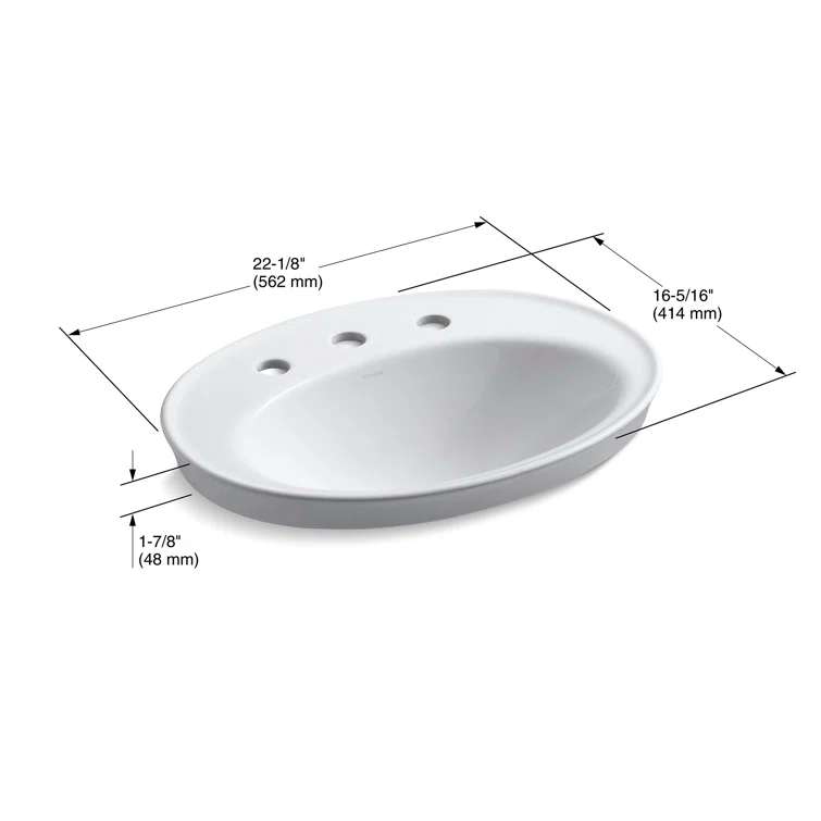 Serif® Ceramic Oval Drop-In Bathroom Sink with Overflow