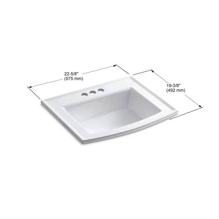 Archer® Vitreous China Rectangular Drop-In Bathroom Sink with Overflow