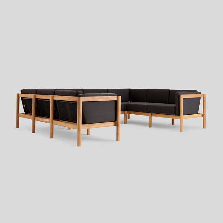 Haven 8-Piece U-Shaped Teak Outdoor Sectional with Sunbrella Cushions