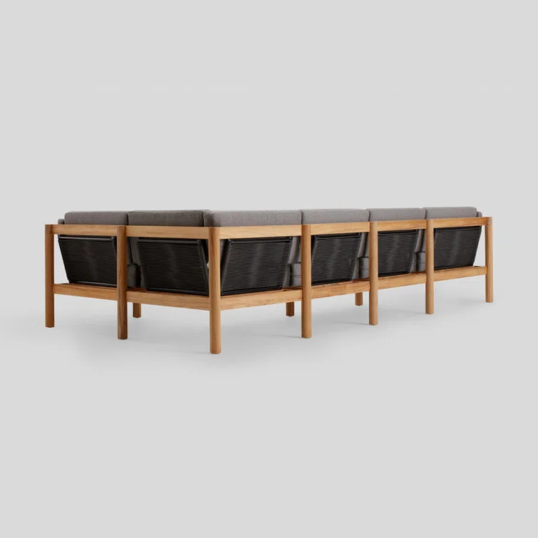 Haven 6-Piece U-Shaped Teak Outdoor Sectional with Sunbrella Cushions