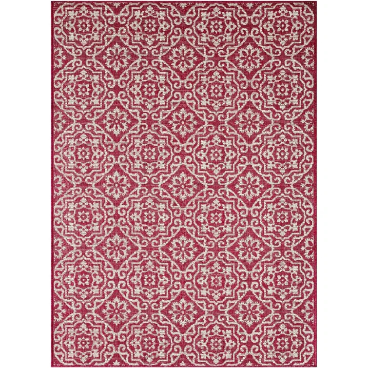 Nicole Miller New York Patio Country Danica Geometric Indoor/Outdoor Area Rug, Pink/Ivory