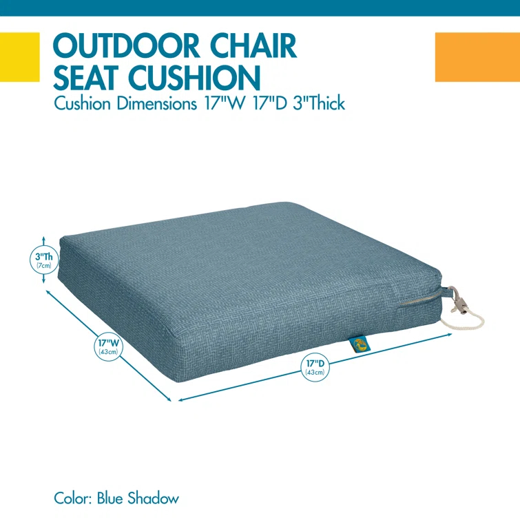 Weekend Patio Dining Seat Cushions, 17 x 17 x 3 Inch