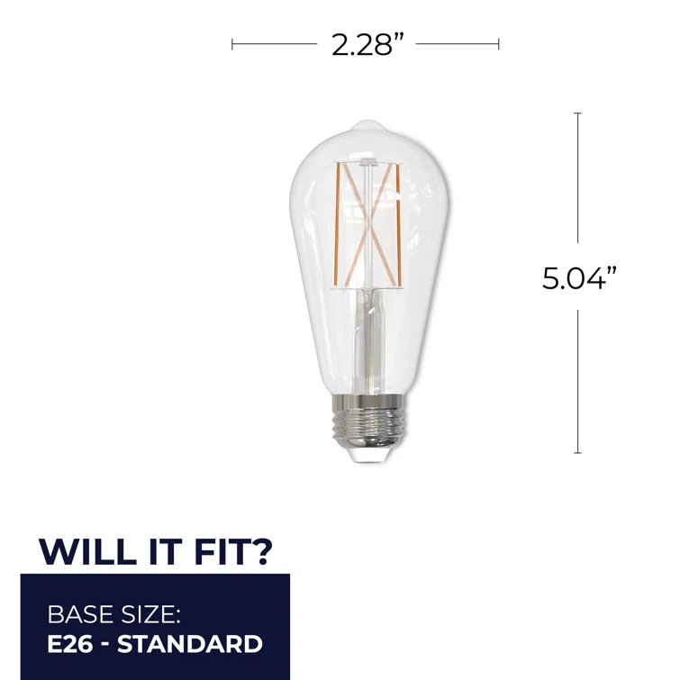 Bulbrite Industries 861424 60 Watt Equivalent ST18 E26/Medium (Standard) Dimmable 3000K LED Bulb (Set of 2)