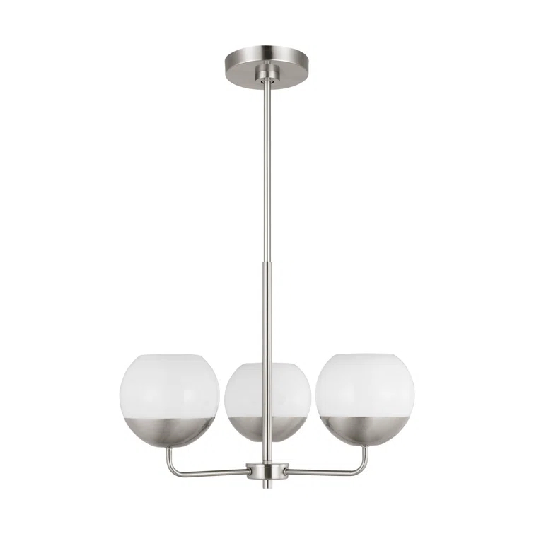 Brushed Nickel 3-Light Chandelier with Milk Glass Shades