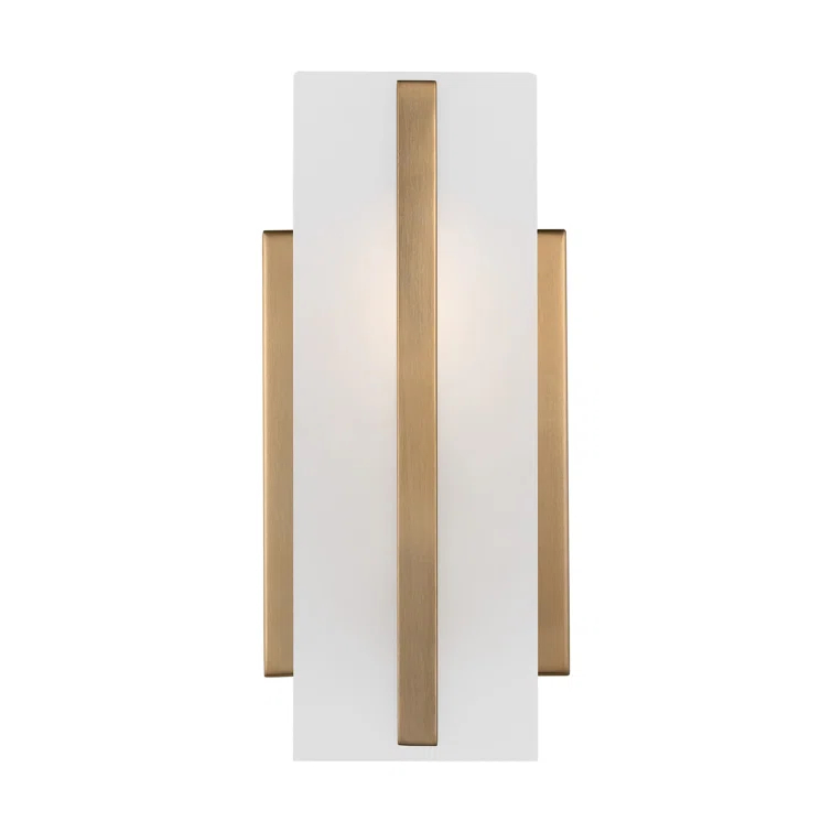 Satin Brass One-Light Vanity Sconce with Etched Glass
