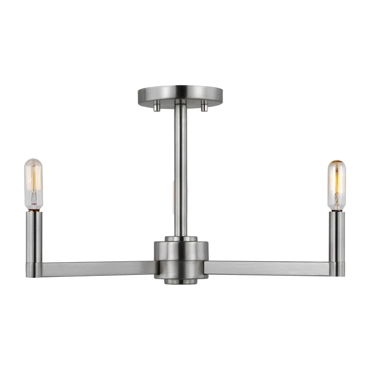 Fullton Brushed Nickel 3-Light Contemporary Semi-Flush Mount