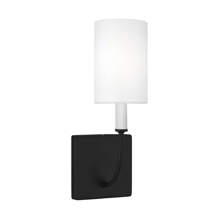 Midnight Black and White Linen Wall Sconce
