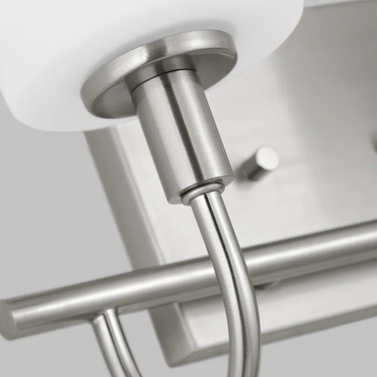Oak Moore 13.875" Brushed Nickel 2-Light Bath Vanity with Etched Glass