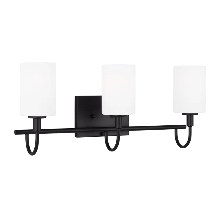 Midnight Black Oak Moore 3-Light Vanity with Etched White Glass