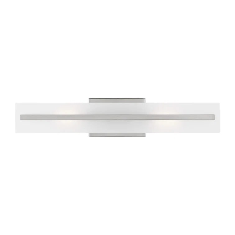Modern Brushed Nickel 2-Light Bath Vanity with Satin Etched Glass