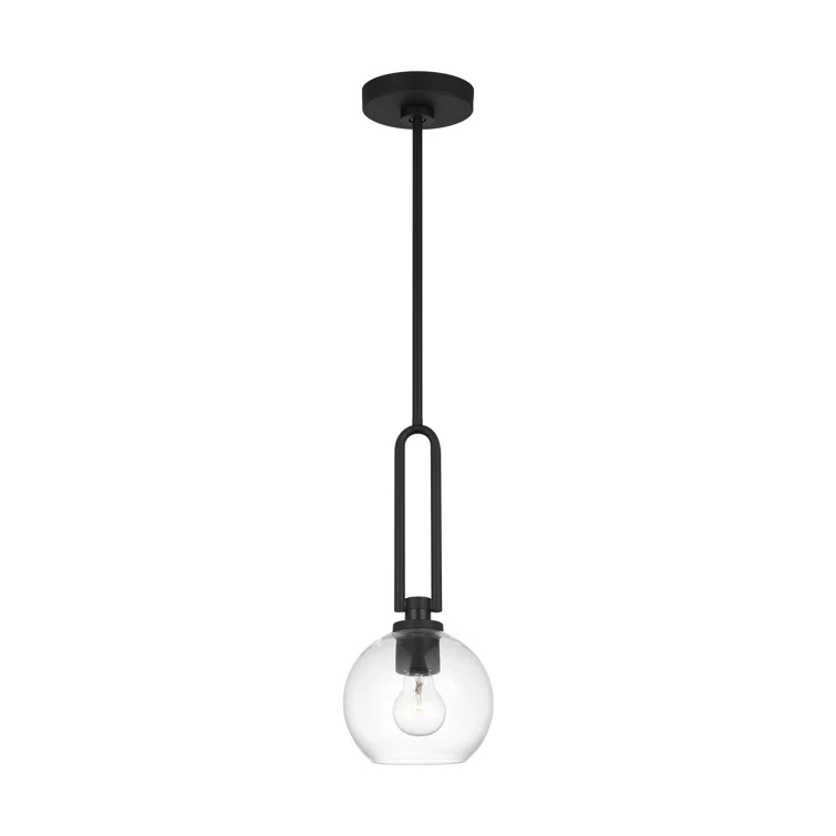 Codyn 1-Light Midnight Black Statement Mini Pendant Light with Clear Glass Shade