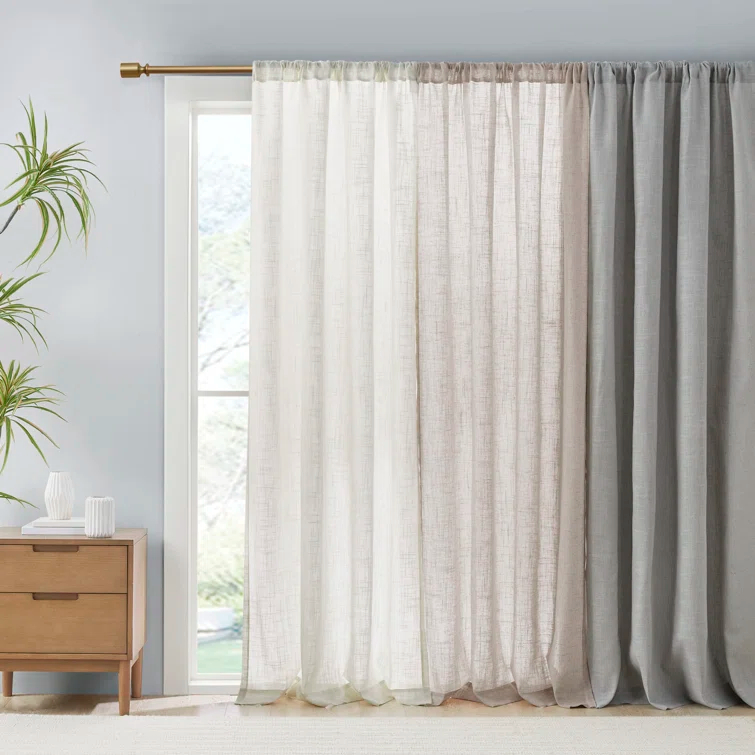 Madison Park Kyler White Linen Blend Light Filtering Curtain Panel Pair 52x84" (Set of 2)