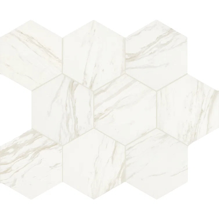 Daltile Perpetuo 8" X 9" Hexagon Porcelain Marble Look Wall & Floor Tile