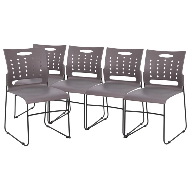 Heidi 881 lb. Capacity Sled Base Stack Chair with Air-Vent Back (Set of 5)