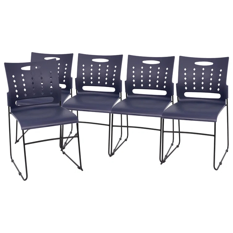 Heidi 881 lb. Capacity Sled Base Stack Chair with Air-Vent Back (Set of 5)