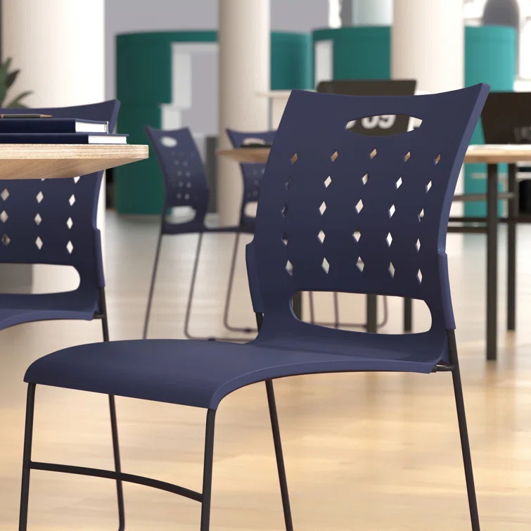 Heidi 881 lb. Capacity Sled Base Stack Chair with Air-Vent Back (Set of 5)