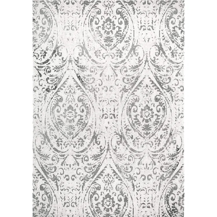 Nicole Miller New York Patio Sofia Juniper Transitional Paisley Indoor/Outdoor Area Rug, Ivory/Gray