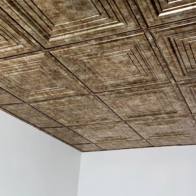 Traditional 24'' L x 24'' W Textured PVC Drop-In Ceiling Tile