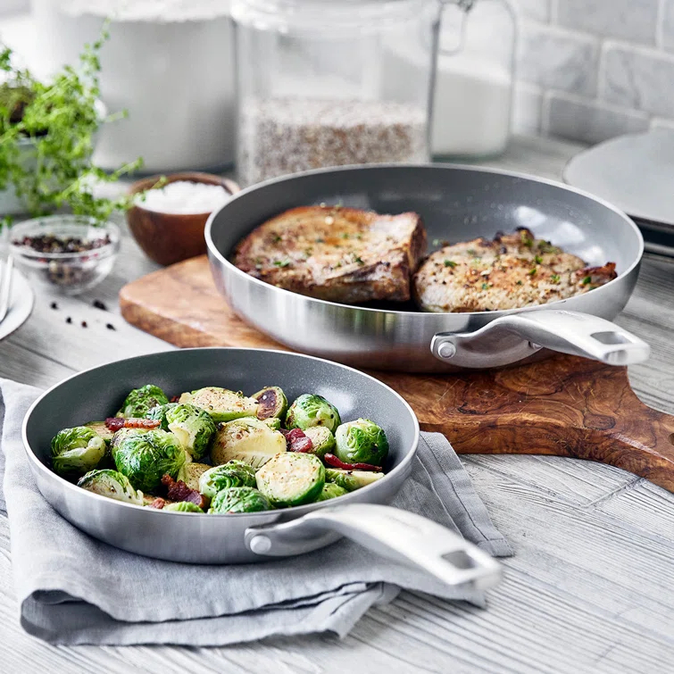GreenPan Chatham Healthy Ceramic Nonstick Stainless Steel 2 Piece Frying Pan Set