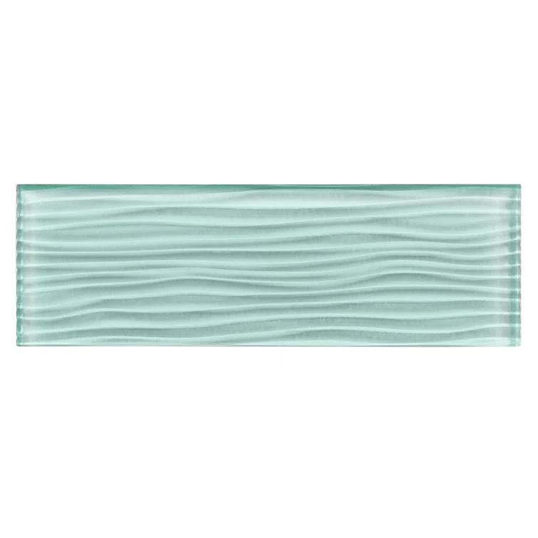 Enchant-Parade Florette Green 4-in. x 12-in. Subway Textured Polished Glass Wall & Floor Tile