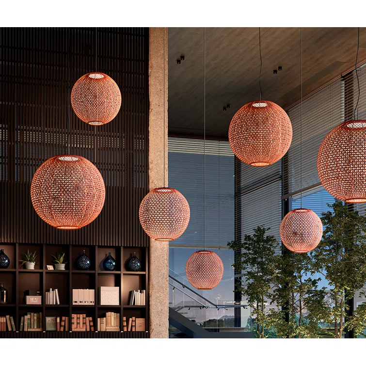 Red Aluminum Globe LED Pendant Light for Indoor/Outdoor Use