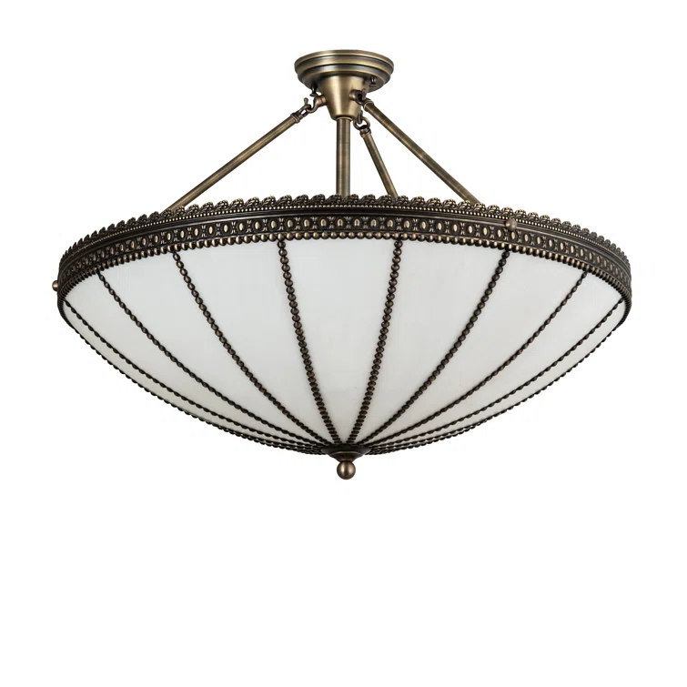 Meyda Lighting Meyda Tiffany & Stained Glass 4 - Light Antique Brass Unique/Statement Pendant