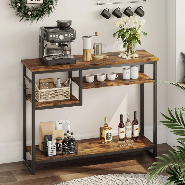 Rosevell 39.4" Console Table for Entryway with 4 Tier Storage Shelves