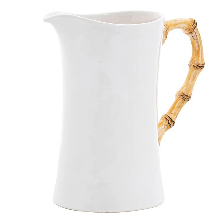 Juliska Bamboo 57.6 oz. Ceramic Large Pitcher - Natural/White