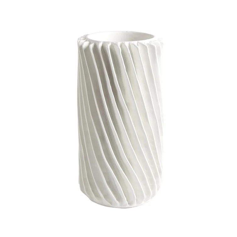 Global Views Radiator Swirl Vase-Matte White-Lg