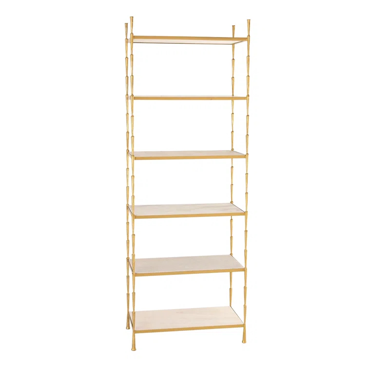 Spike Etagere-Antique Brass w/White Marble
