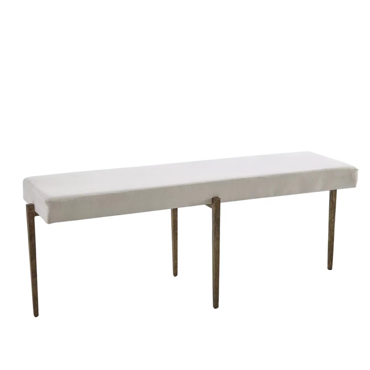 Global Views Laforge Bench-Antique Gold w/Muslin Cushion-Lg
