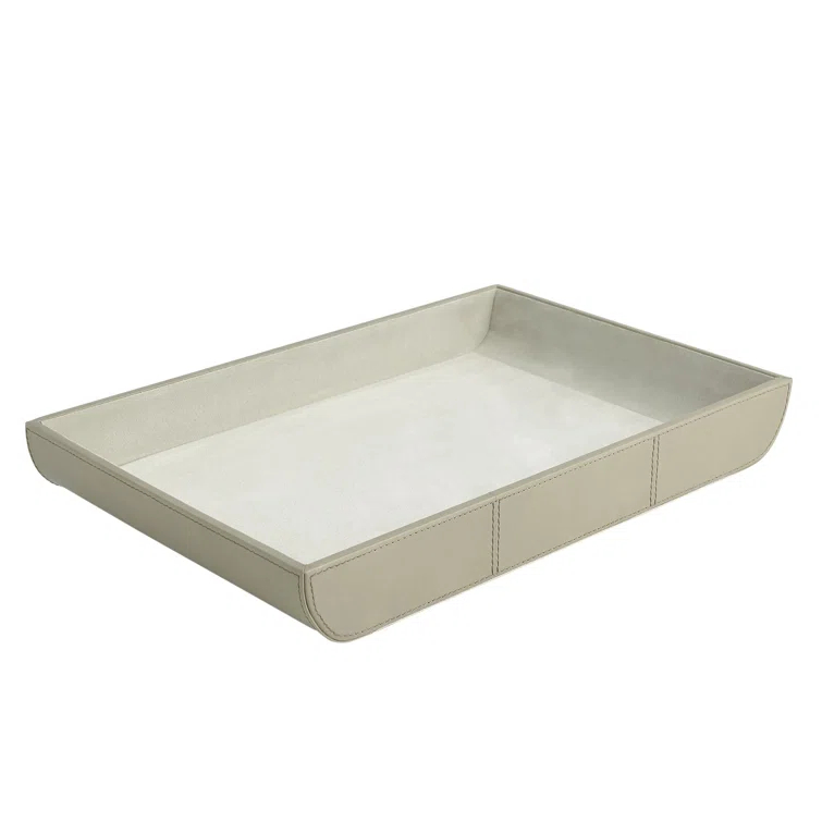 Global Views Curved Corner Tray-Light Grey