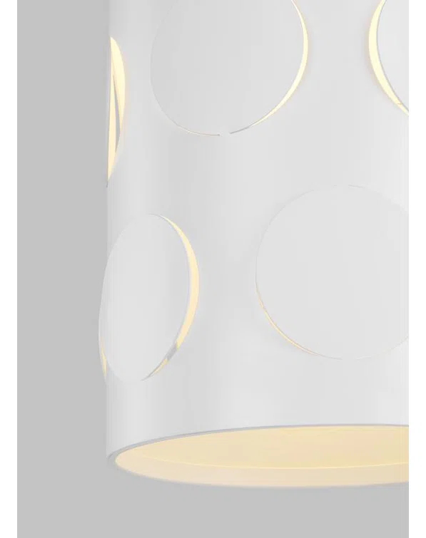 Dottie Polished Nickel 16" Drum Pendant with Playful Dot Motif