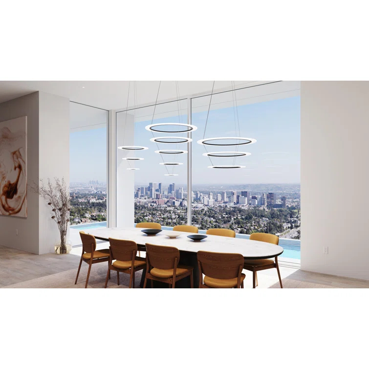 Arctic Rings 3 - Light Acrylic Dimmable LED Tiered Chandelier
