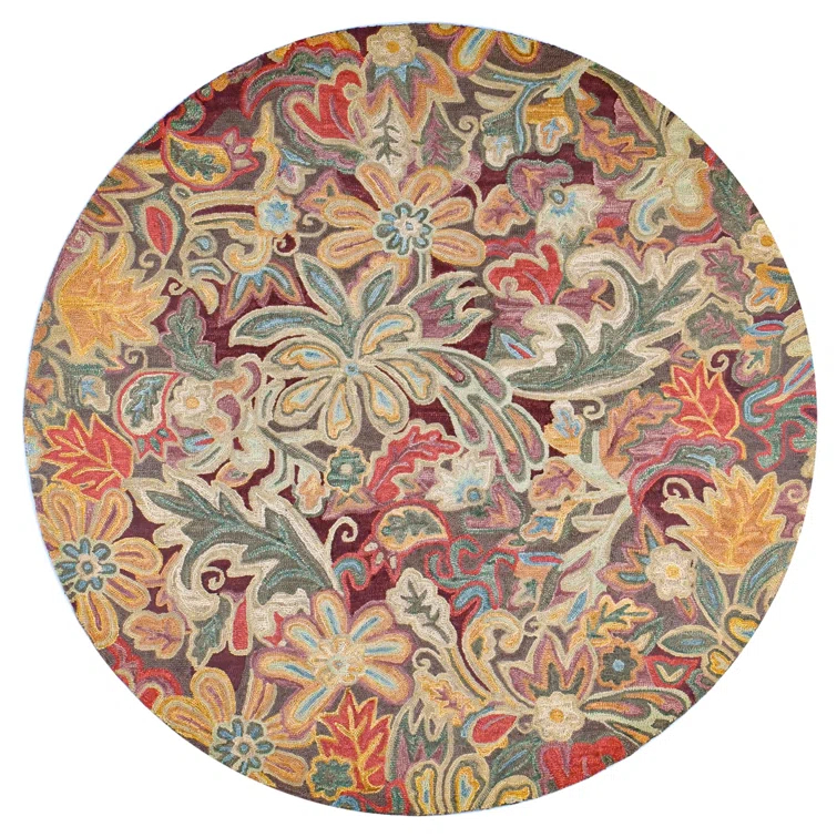 Floral Tapestry Hand-Tufted Wool Brown/Red/Spice Rug