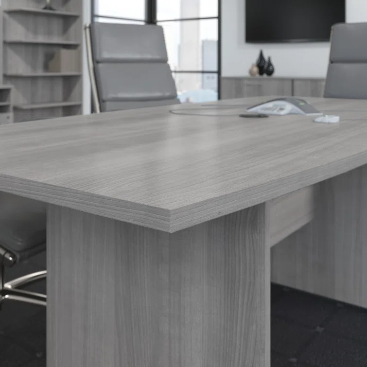 BBF 120W x 48D Boat Shaped Conference Table with Wood Base