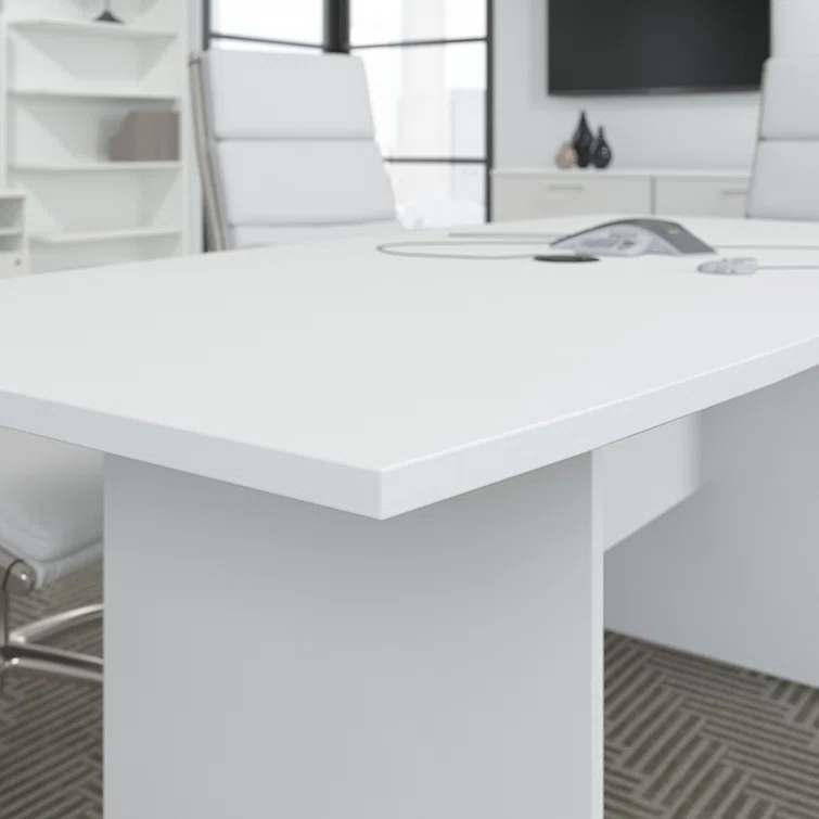 BBF 120W x 48D Boat Shaped Conference Table with Wood Base