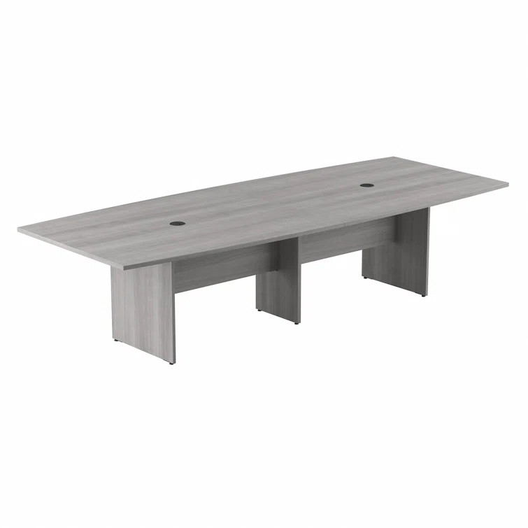 BBF 120W x 48D Boat Shaped Conference Table with Wood Base