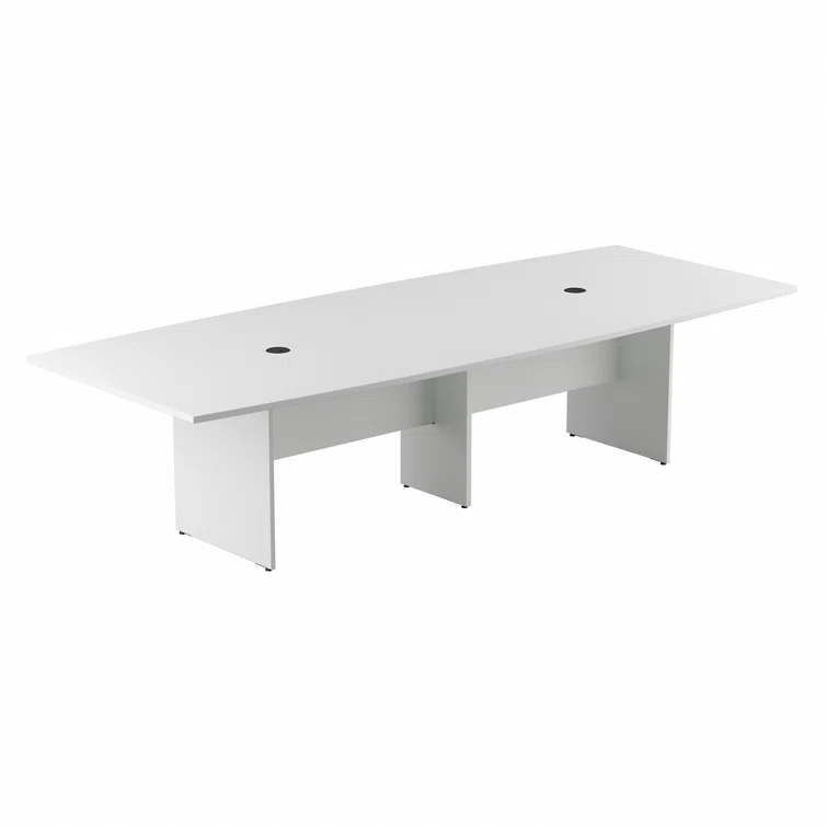 BBF 120W x 48D Boat Shaped Conference Table with Wood Base