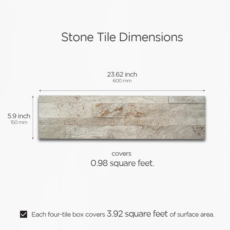 6" x 24" Natural Stone Peel & Stick Mosaic Tile