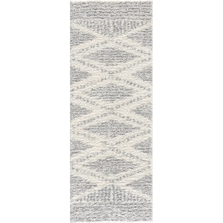 Gala Southwestern Shaggy Plush Grey/Beige/Cream Area Rug