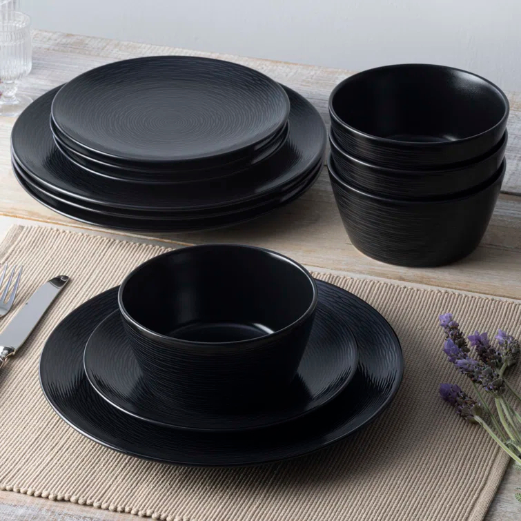 Noritake Colorscapes Swirl 12-Piece Coupe Dinnerware Set, Service For 4