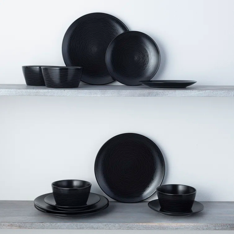 Noritake Colorscapes Swirl 12-Piece Coupe Dinnerware Set, Service For 4