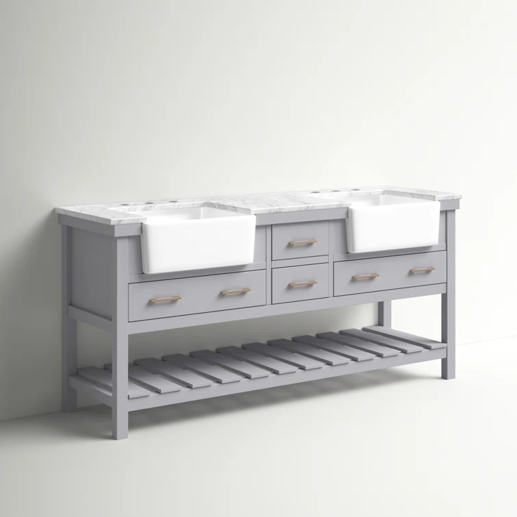 Pelaghia 72'' Double Bathroom Vanity with Marble Top