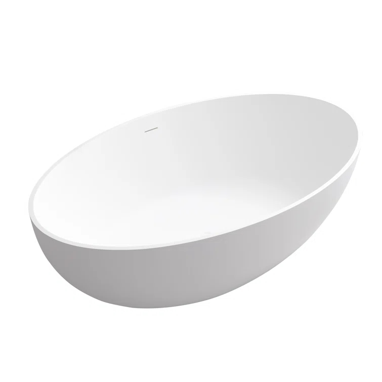 CASAINC Monaco 67 inch White Big Freestanding Stone Solid Surface Bathtub CA-MJ39327
