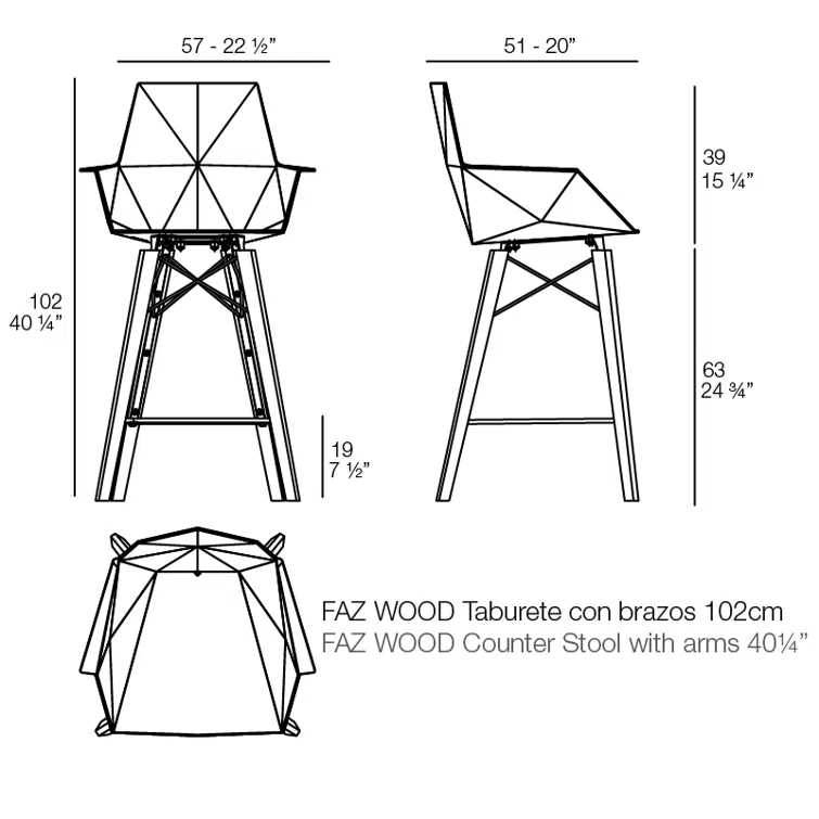 Faz Wood - Counter Stool With Arms - Set Of 4 - Basic/Injection
