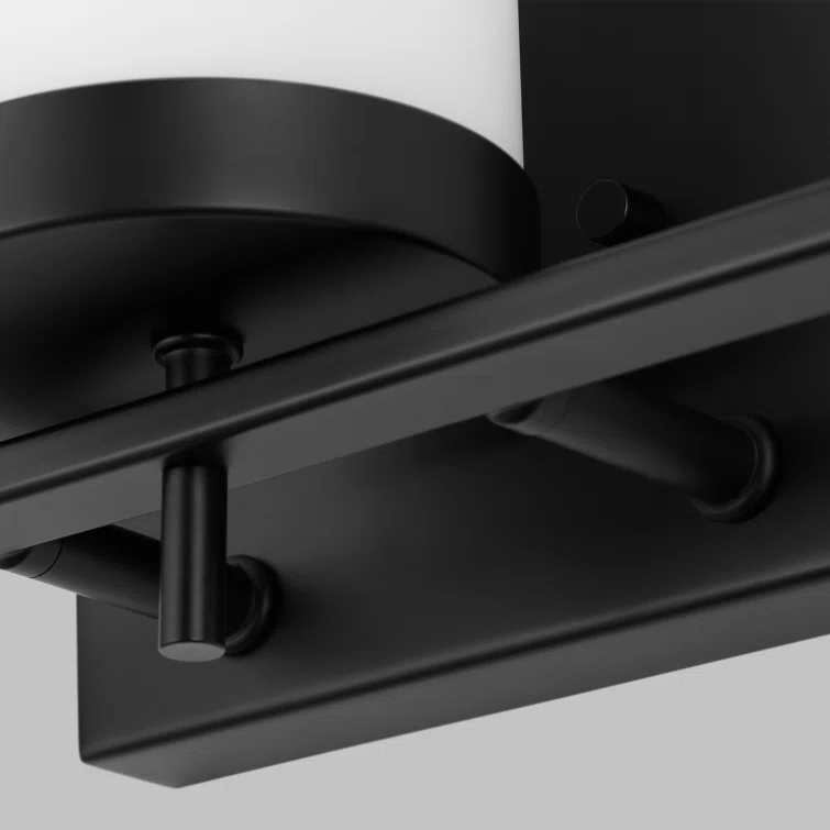 Zire Midnight Black 3-Light Vanity Wall Light with Etched White Glass