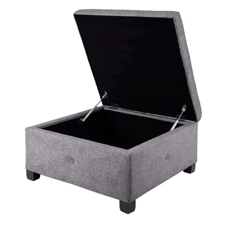 Della Button Tufted Square Storage Ottoman