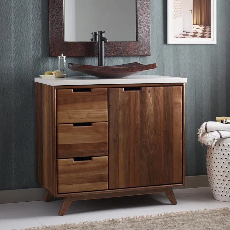 Topanga 36" Single Bathroom Vanity Base Only in Walnut
