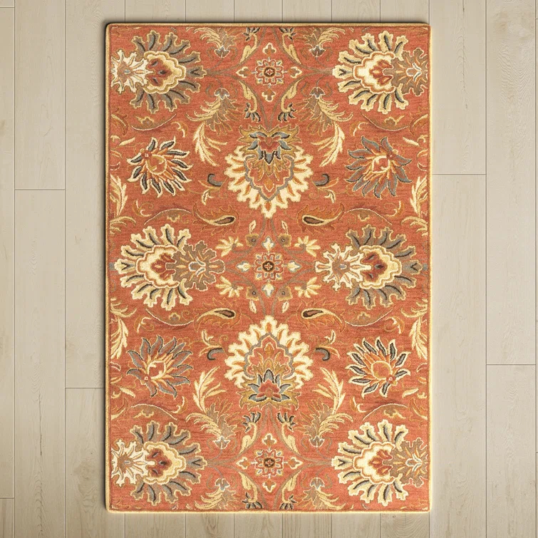 Aaron Hand Tufted Wool Terracotta/Orange/Dusty Sage Rug